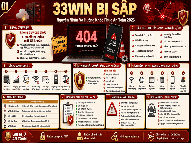 33WIN Bị Sập – Nguyên Nhân Và Hướng Khắc Phục An Toàn