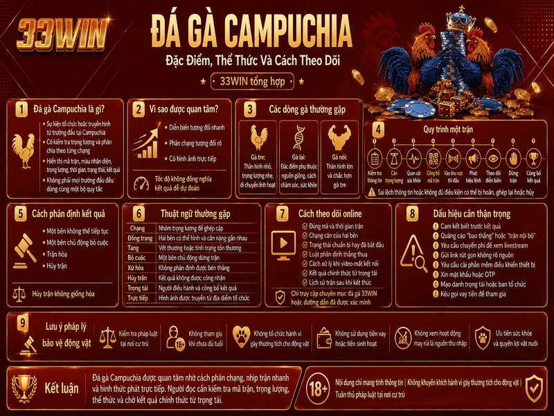 Đá Gà Campuchia – Đặc Điểm Và Thể Thức Phổ Biến
