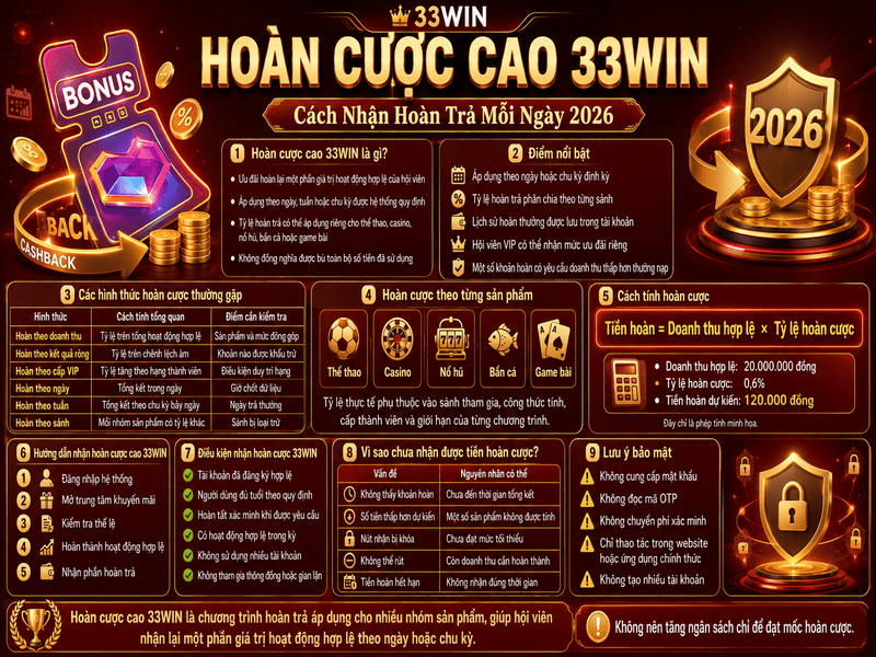 Hoàn Cược Cao 33WIN – Chính Sách Hoàn Trả Dành Cho Hội Viên