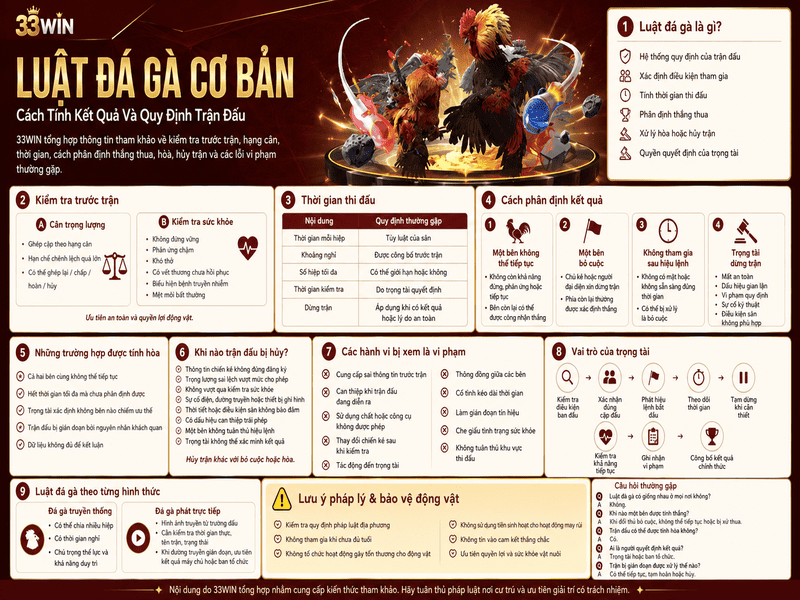 Luật Đá Gà Cơ Bản Và Cách Phân Định Kết Quả
