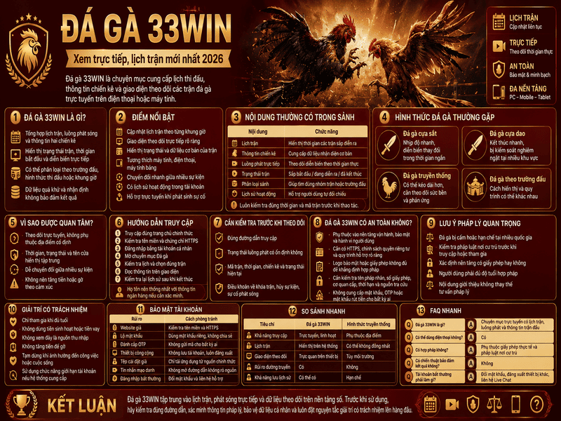 Đá Gà 33WIN – Tìm Hiểu Chuyên Mục Đá Gà Trực Tuyến